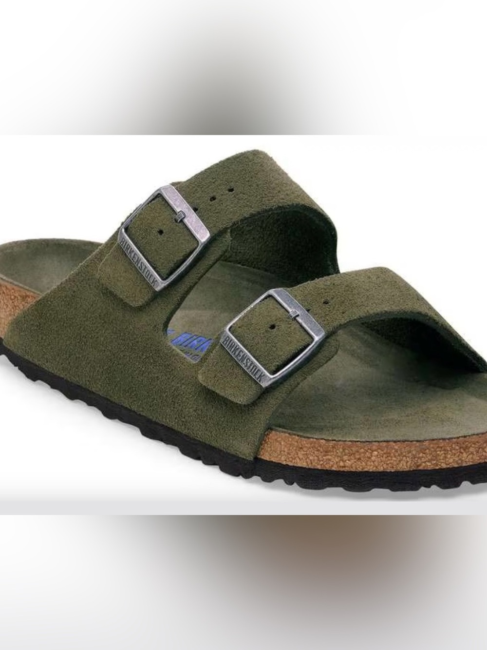 Birkenstock Olive Suede Double-Buckle Slide Sandal - Men